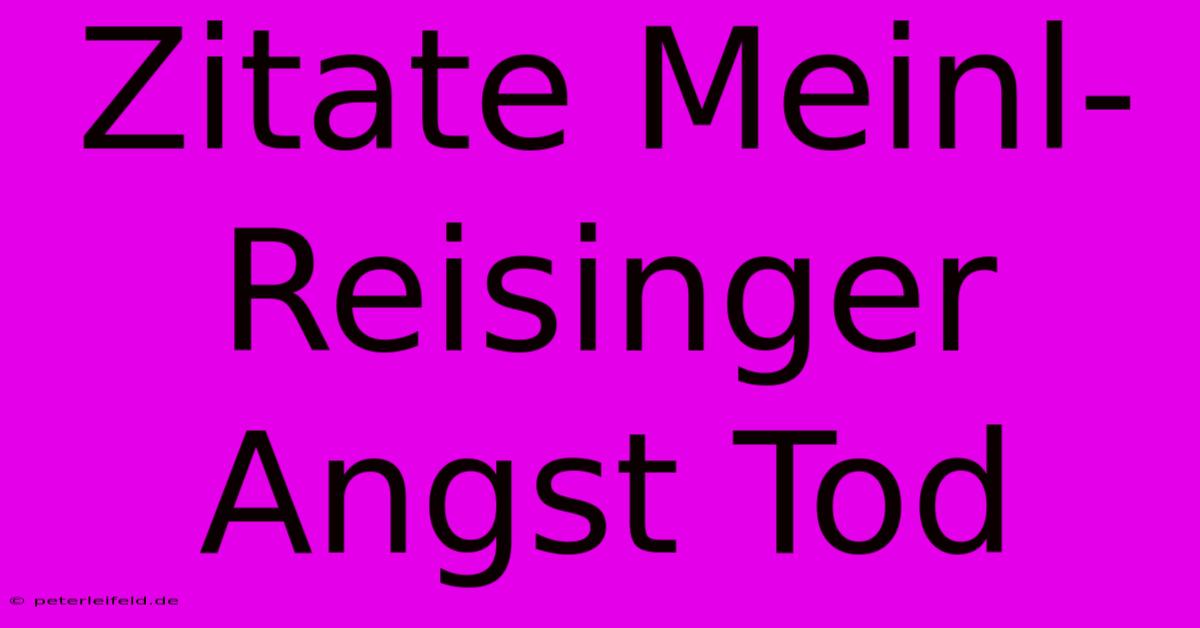 Zitate Meinl-Reisinger  Angst Tod