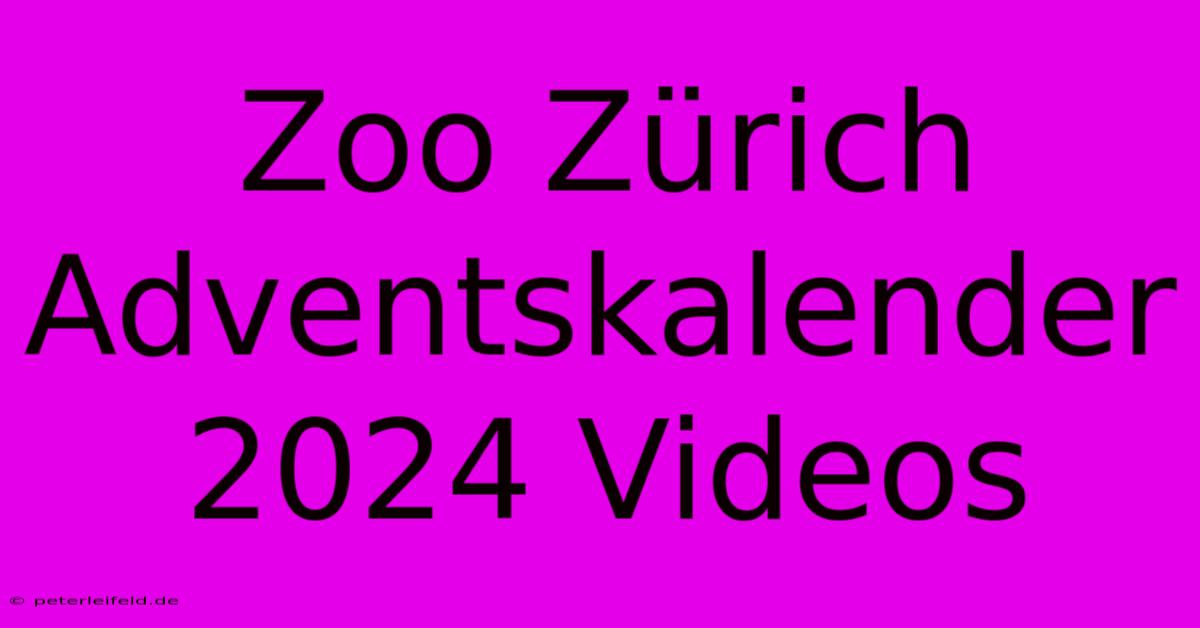 Zoo Zürich Adventskalender 2024 Videos