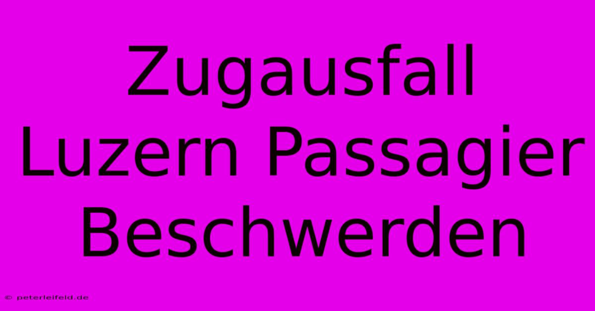 Zugausfall Luzern Passagier Beschwerden