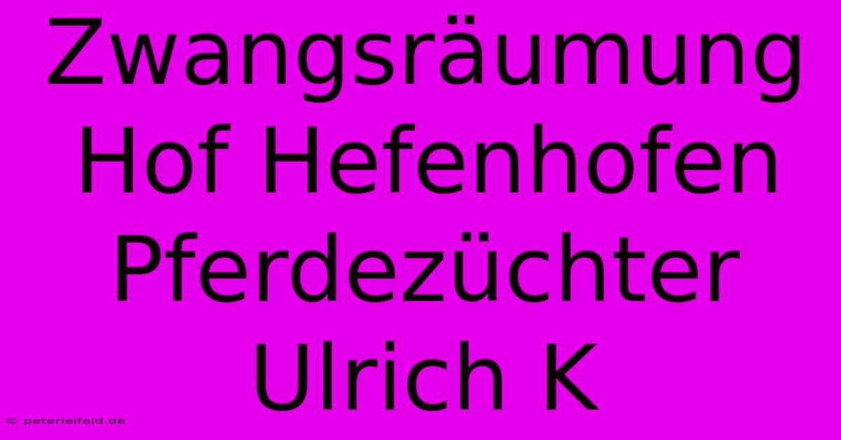 Zwangsräumung Hof Hefenhofen Pferdezüchter Ulrich K