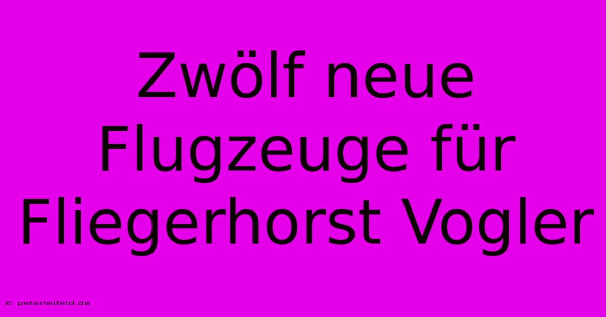 Zwölf Neue Flugzeuge Für Fliegerhorst Vogler